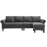Canapé sectionnel convertible avec rangement eprolo, montrant la configuration modulable et le tissu rembourré.