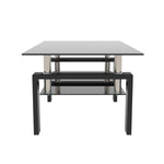 Table basse rectangulaire en verre noir de style moderne, avec surface claire, pour salon, meuble de centre ou d'appoint.