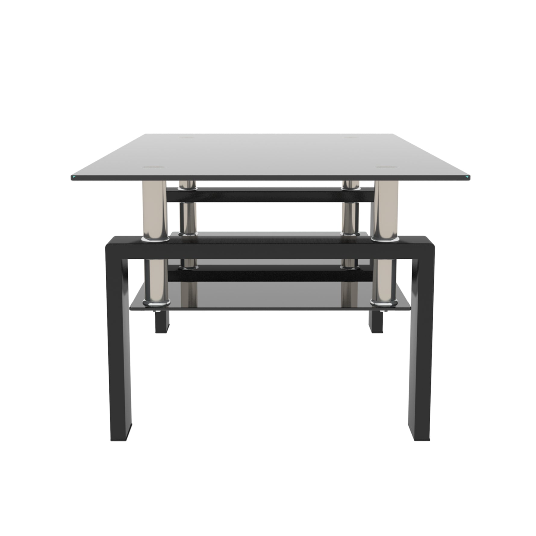 Table basse rectangulaire en verre noir de style moderne, avec surface claire, pour salon, meuble de centre ou d'appoint.