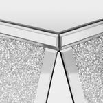 Table d'appoint carrée en miroir argenté U-Can de 13,8 pouces, moderne avec diamants concassés pour salon, sans montage.