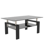Table basse rectangulaire en verre noir avec surface claire, design moderne pour salon, meuble de salon de la marque eprolo