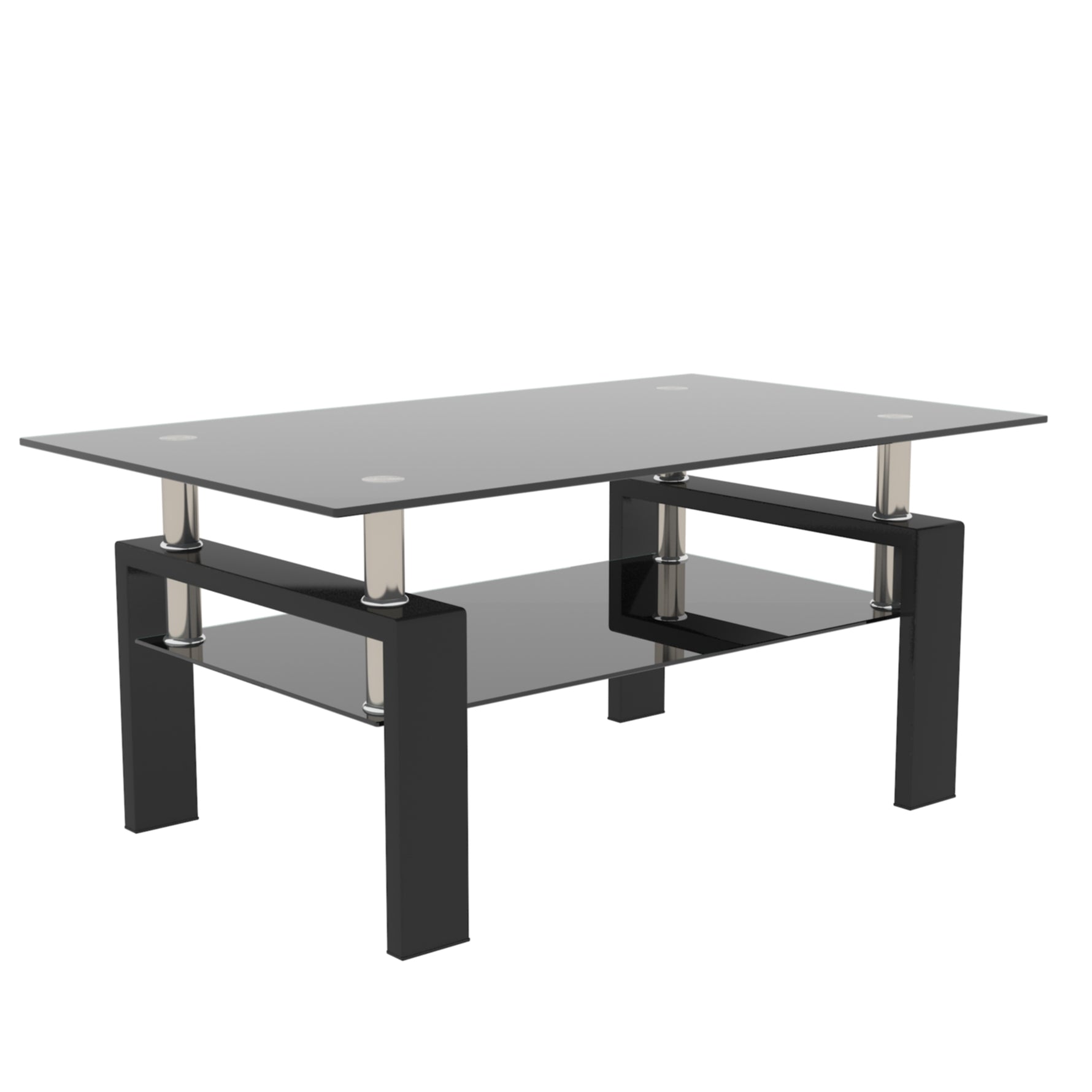 Table basse rectangulaire en verre noir avec surface claire, design moderne pour salon, meuble de salon de la marque eprolo