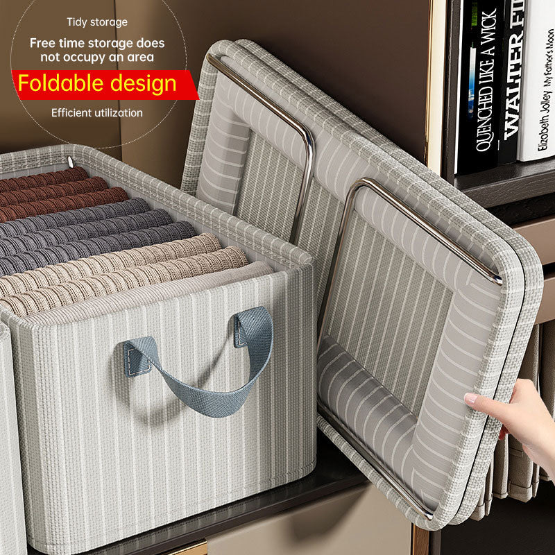Boîte de rangement en tissu Oxford pour vêtements avec cadre en acier, idéale pour chambre ou rangement à la maison, marque eprolo.