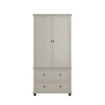Armoires de cuisine en bois antique blanche de 70 pouces avec 2 tiroirs et 3 étagères pour rangement spacieux.