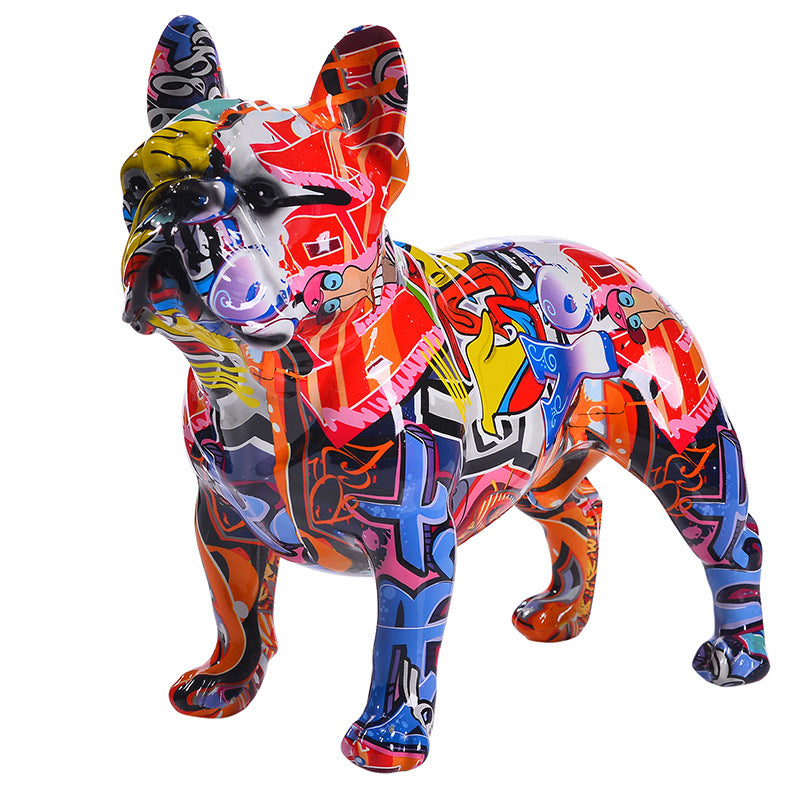 Décoration en résine de bouledogue coloré pour salon, bureau ou entrée, décoration douce pour la maison par eprolo