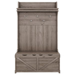 Armoire d'entrée en chêne avec bureau de rangement, 5 crochets, tiroirs et étagère de style moderne, par eprolo