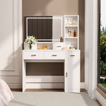 Miroir intelligent avec tiroirs et rangements, table de maquillage eprolo pour chambre ou dressing.