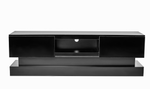 Meuble TV moderne noir de 130 cm avec éclairage LED, finition brillante haute gloss, par eprolo, adapté pour téléviseur.
