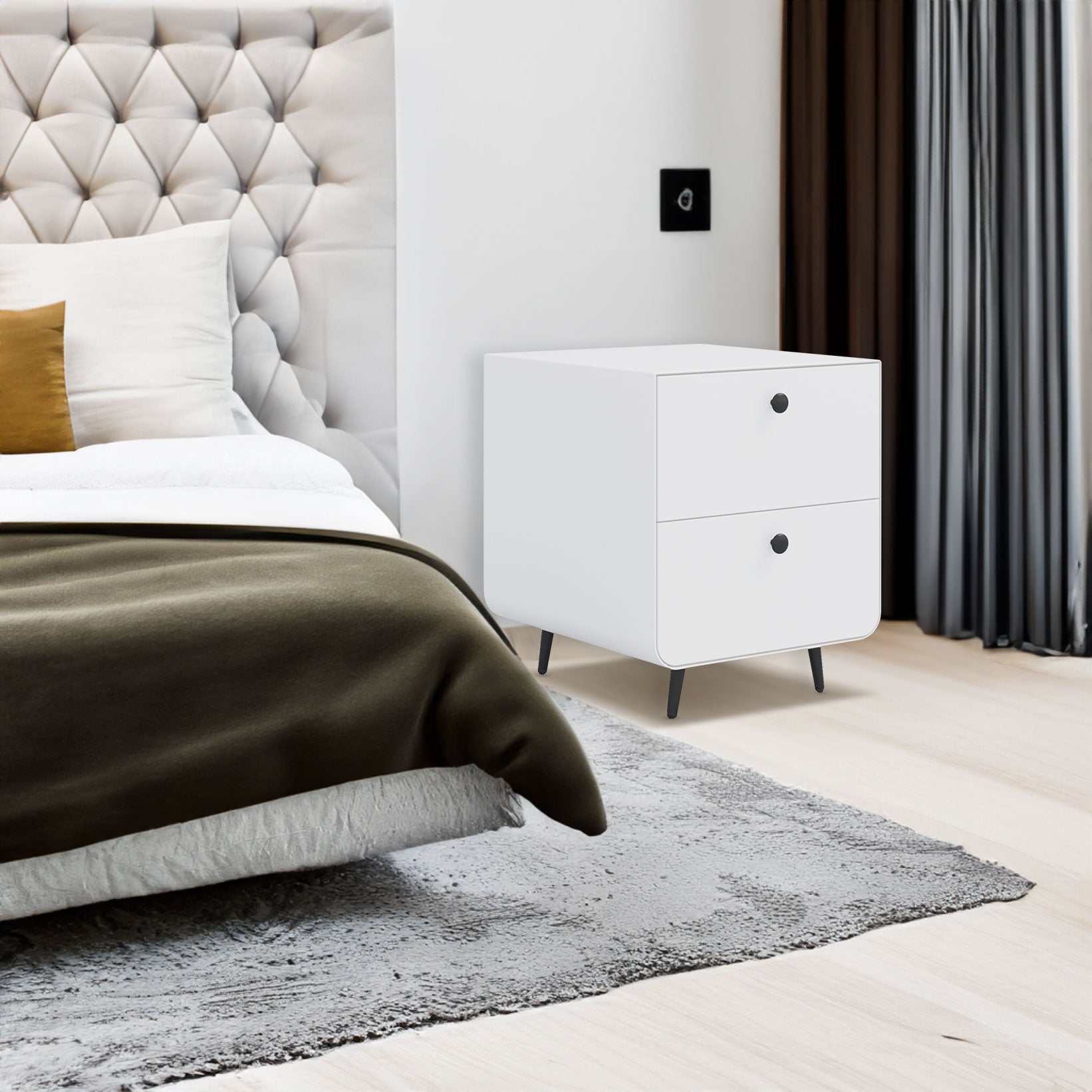 Meuble de nuit moderne en acier pour salon et chambre, rangement, style contemporain, meuble eprolo.