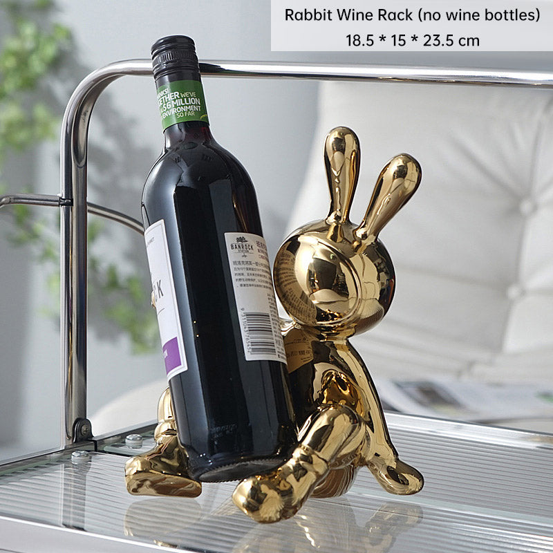 Support à vin en lapin de luxe, décoration de meuble pour salon ou salle à manger, artisanal eprolo.