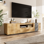 Meuble TV moderne de 70 pouces de la marque eprolo avec espace de rangement en bois clair et design contemporain.