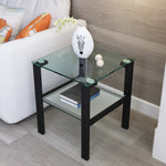 Table d'appoint en verre à deux couches, petite table ronde noire pour salon ou chambre, par eprolo.
