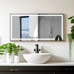 Miroir de salle de bain LED anti-buée et dimmable de 72"×36" avec éclairage moderne, marque eprolo.