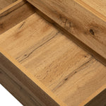 Meuble TV moderne eprolo pour téléviseur 80 pouces avec double espace de rangement, surface en bois clair et design contemporain.