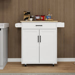 Mobilier d'entrée eprolo, îlot de cuisine roulant avec tiroir, portes, étagères ajustables et porte-serviettes, pour rangement pratique.
