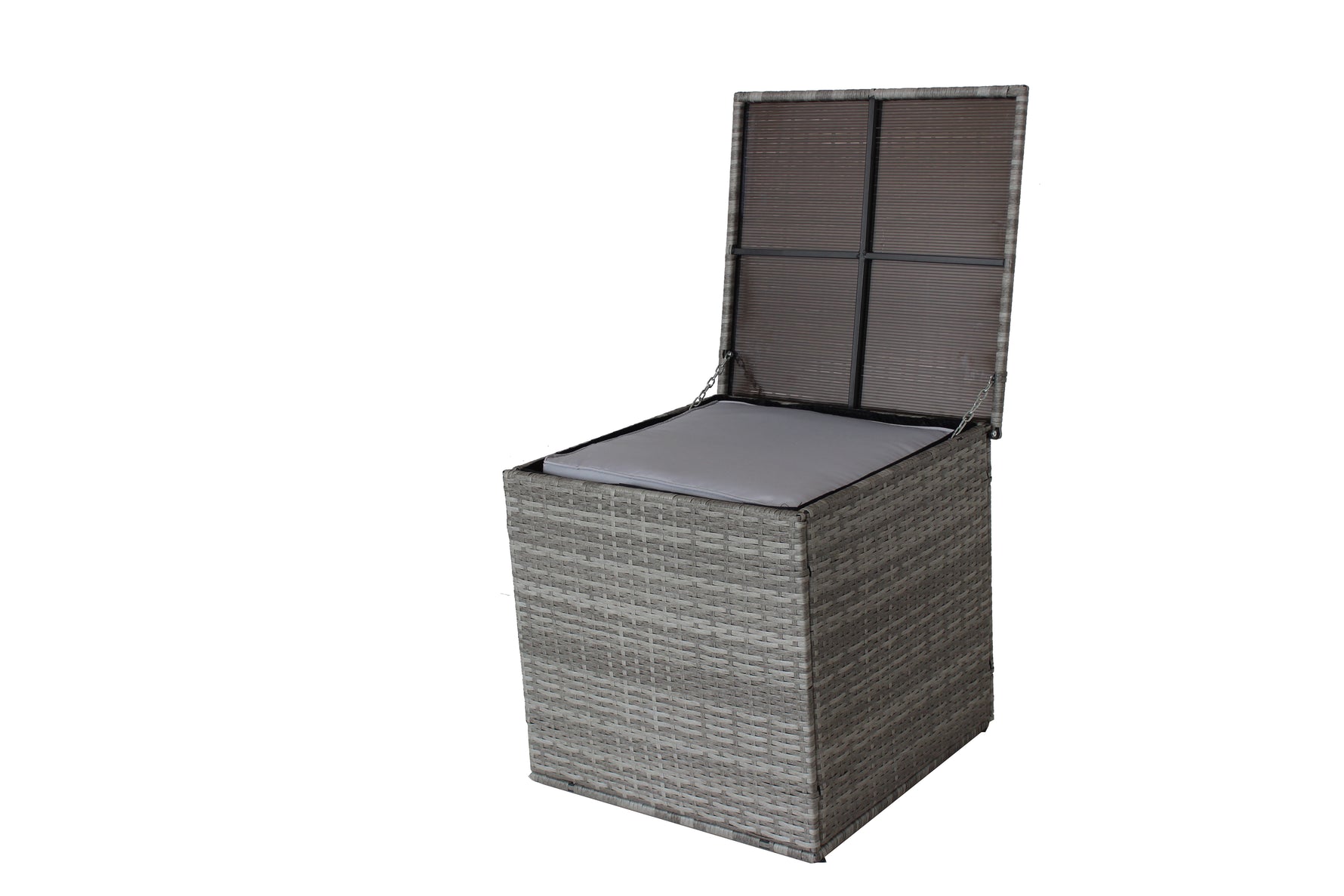 Ensemble de mobilier d'extérieur en rotin gris avec canapé sectional en 4 pièces et coffre de rangement, conçu par eprolo.