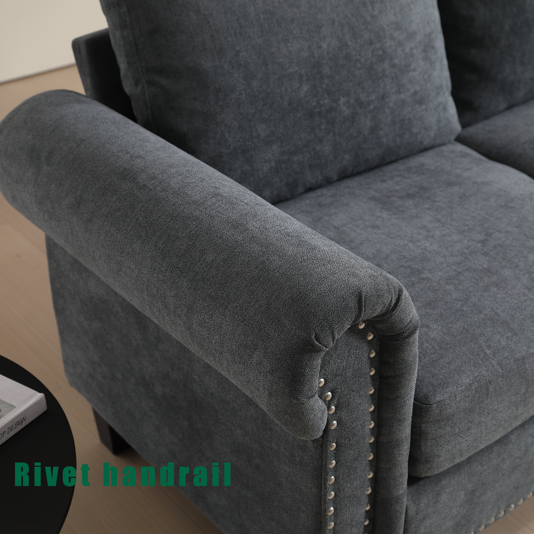 Canapé sectionnel convertible avec rangement eprolo, tissu gris, modulable avec espace de stockage intégré visible dans l'image.