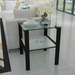 Table d'appoint en verre à deux couches, petite table ronde pour salon ou chambre, table d'angle noire, marque eprolo