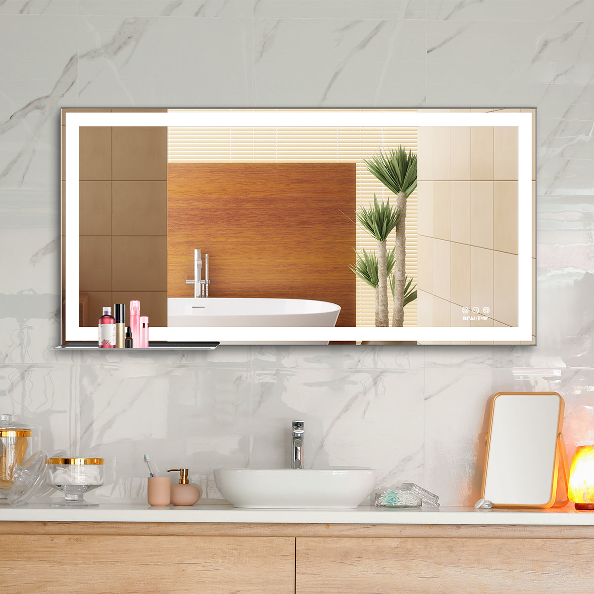 Miroir lumineux LED de maquillage pour salle de bain 48x24 pouces par eprolo, avec éclairage intégré et cadre élégant.
