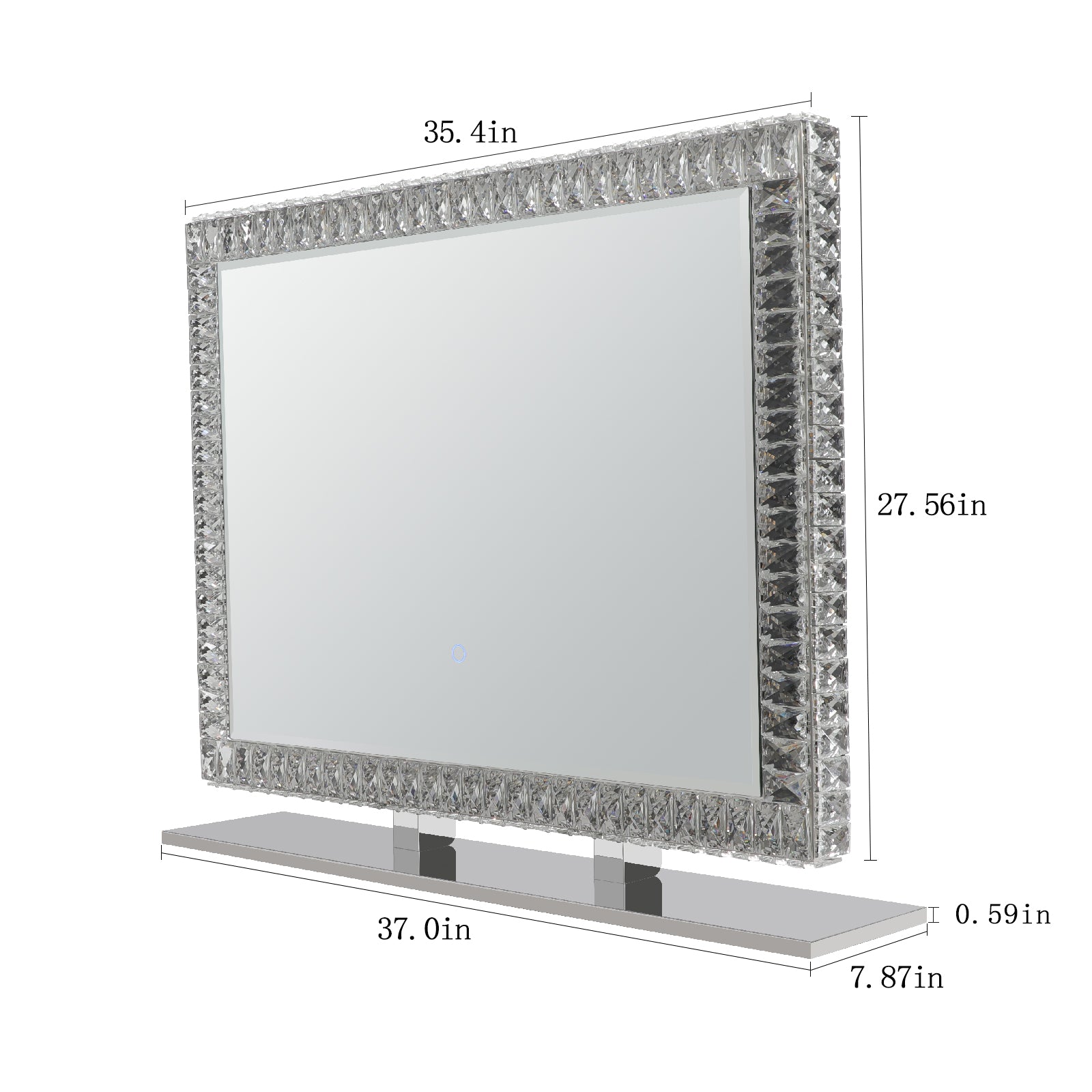 Luminaire miroir à cristaux LED eprolo avec lumières dimmables, design élégant et éclairage brillant pour décoration intérieure.