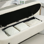 Chaise ottomane de rangement COOLMOR eprolo beige avec coussin doux, charnière de sécurité et espace de stockage pratique.