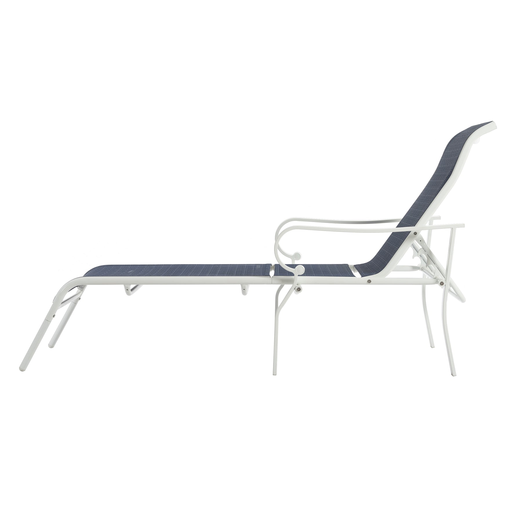 Ensemble de 3 chaises extérieures eprolo avec cadre en acier robuste, dossier réglable, coloris blanc et bleu.