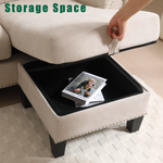 Canapé d'angle convertible en tissu lin beige avec rangement, sofa quatre places moderne, marque eprolo