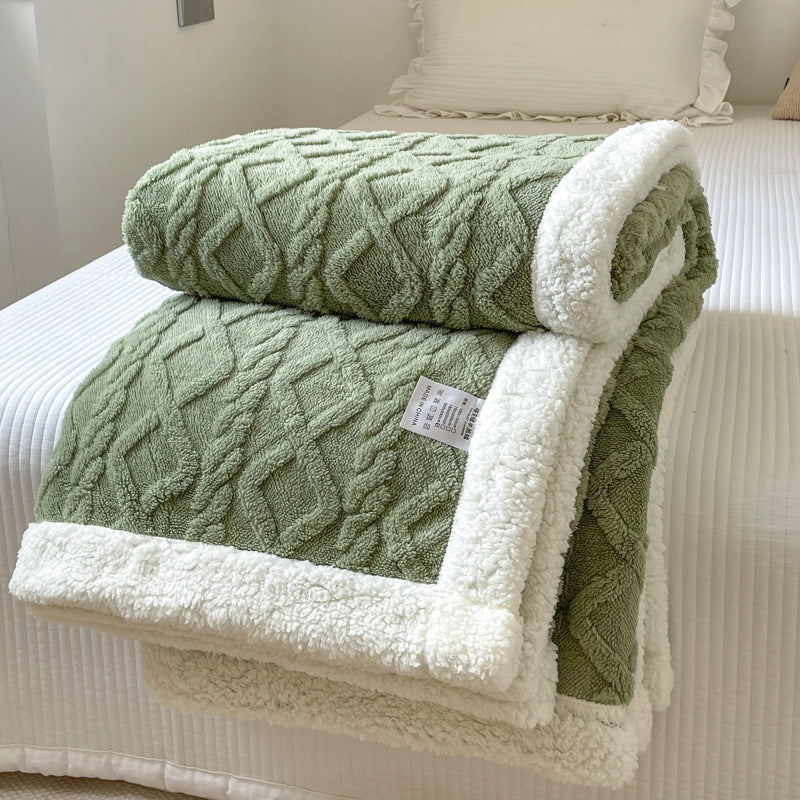 Couverture double couche en laine polaire pour automne et hiver, de marque eprolo, montrant la texture douce et épaisse.