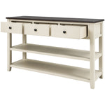 Console rétro eprolo en bois de pin massif avec deux étagères ouvertes, design élégant pour salon, finition espresso et beige.