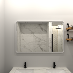 Miroir LED de salle de bain eprolo avec éclairage intégré, design moderne et surface miroir rectangulaire.
