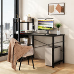 Bureau pour chambre avec cadre en acier, plan en bois, étagères de rangement, idéal pour ordinateur et étudiant, marque eprolo