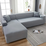 Housse de canapé en tissu de couleur solide, élastique et ajustée, couvrant entièrement un sofa et ses coussins, de la marque eprolo