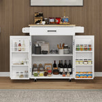 Mobilier d'entrée eprolo, îlot de cuisine roulant avec tiroir, portes, étagères ajustables et porte-serviettes.