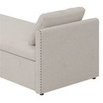 Fauteuil lounge moderne avec coussin, convertible en canapé-lit, par eprolo, vue de l'angle avec tissu rembourré et structure élégante.