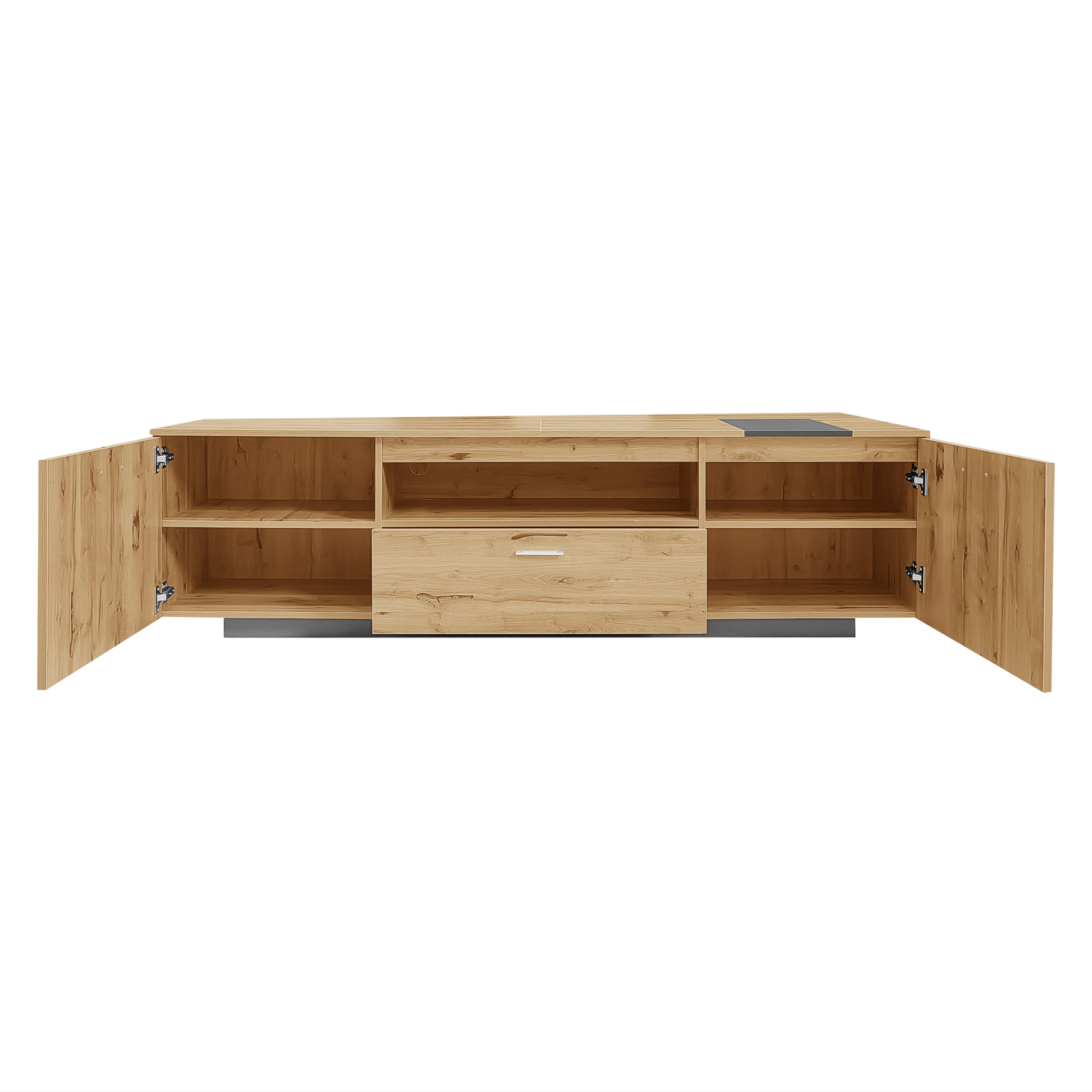 Meuble TV moderne de 70 pouces de la marque eprolo avec espace de rangement en bois clair.