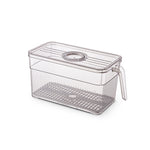 Boîte de rangement pour réfrigérateur eprolo en plastique avec poignée, conçue pour stocker et organiser les aliments.