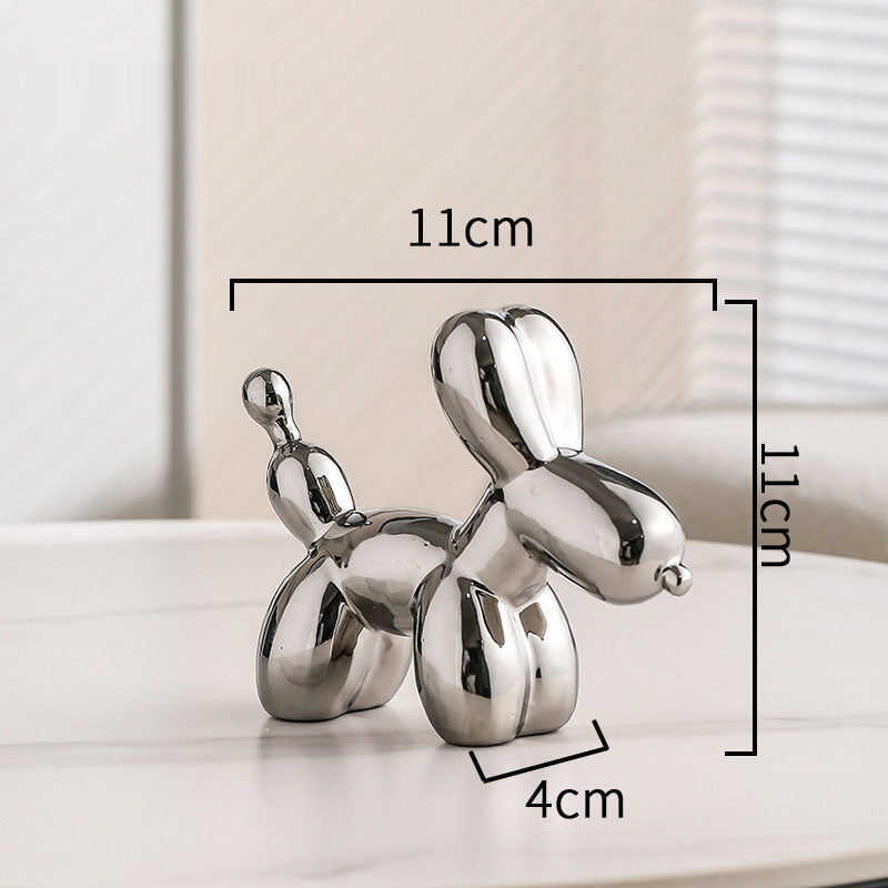 Mini chien ballon en électroplacage Nordic Light Luxury par eprolo, décoration de bureau ou salon, petite sculpture de table.