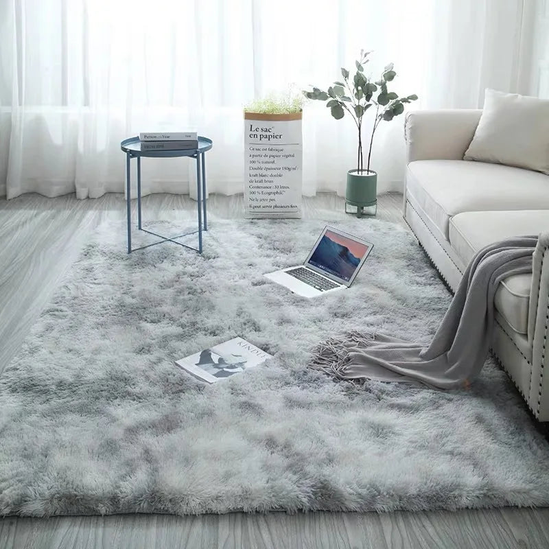 Tapis gris en peluche teint en dégradé, antidérapant, absorbant pour salon ou chambre, marque eprolo, tapis doux et confortable