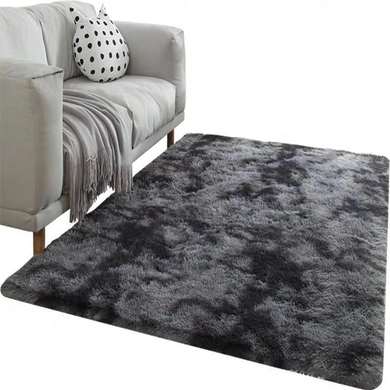 Tapis gris en molleton doux et antidérapant pour salon ou chambre, absorption d'eau, imitation tie-dye, tapis de sol confortable.