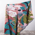 Couverture multifonction Forest Dancer eprolo avec franges, double face, pour canapé, lit ou protection contre la poussière.