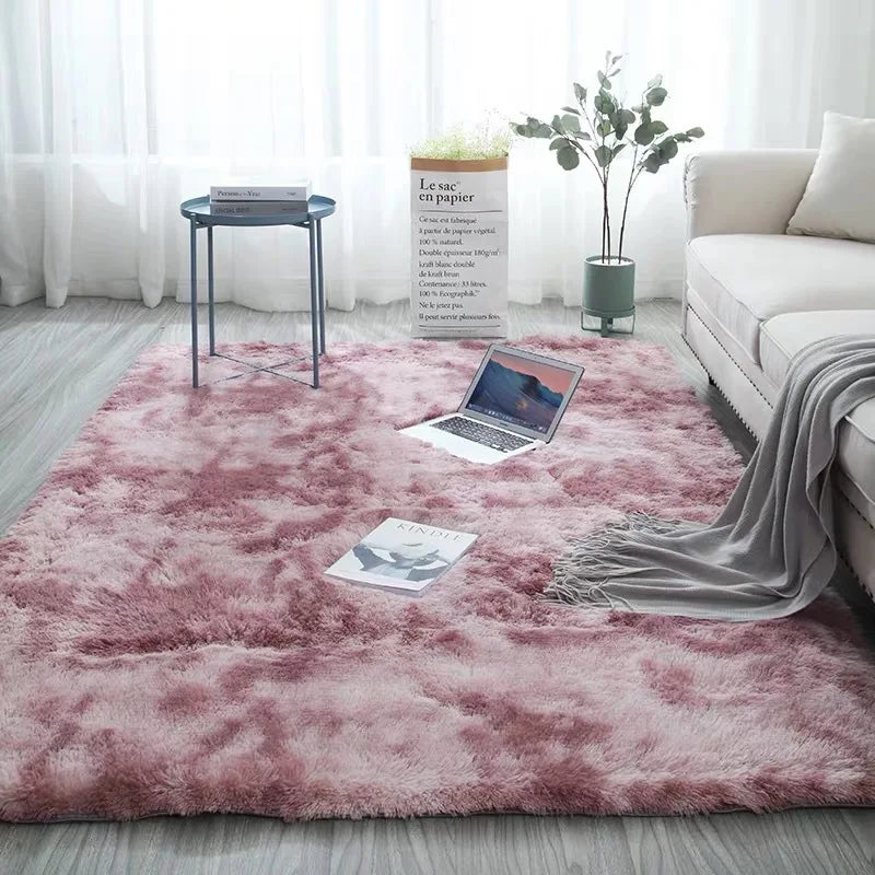 Tapis gris en plush doux avec effet tie-dye, anti-dérapant, absorbant l'eau, idéal pour salon ou chambre, marque eprolo