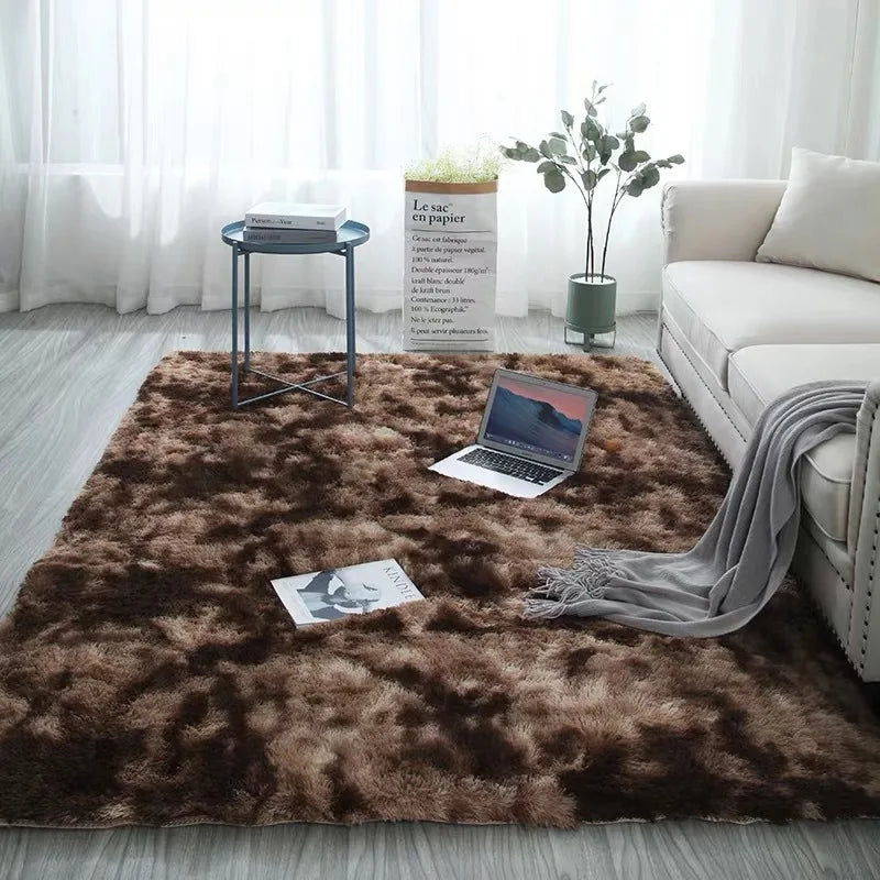 Tapis gris en peluche doux et antidérapant, tapis de salon et chambre avec absorption d'eau, par eprolo