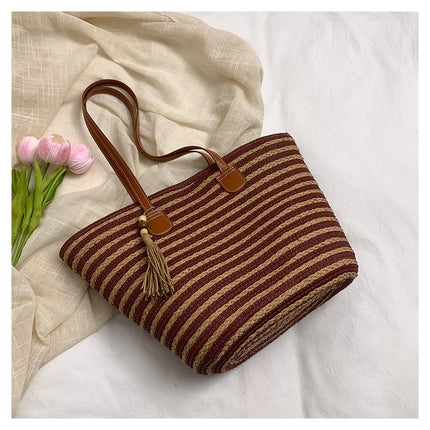 Woven Contrast Color Minimalist Large Capacity Women's Bag
