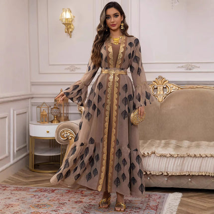 Middle East Arab Dubai Robe Mesh Embroidery Dress
