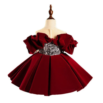 Girls Wine Red Little Girl Princess Dress
