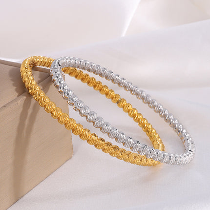 Stainless Steel Bamboo Round Beads Bracelet