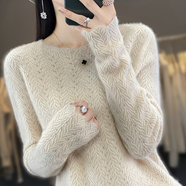 Heavy Industry Round Neck Sweater Hollow Out Loose Pullover Women
