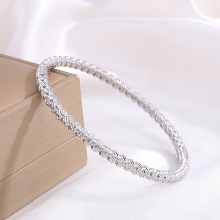 Stainless Steel Bamboo Round Beads Bracelet