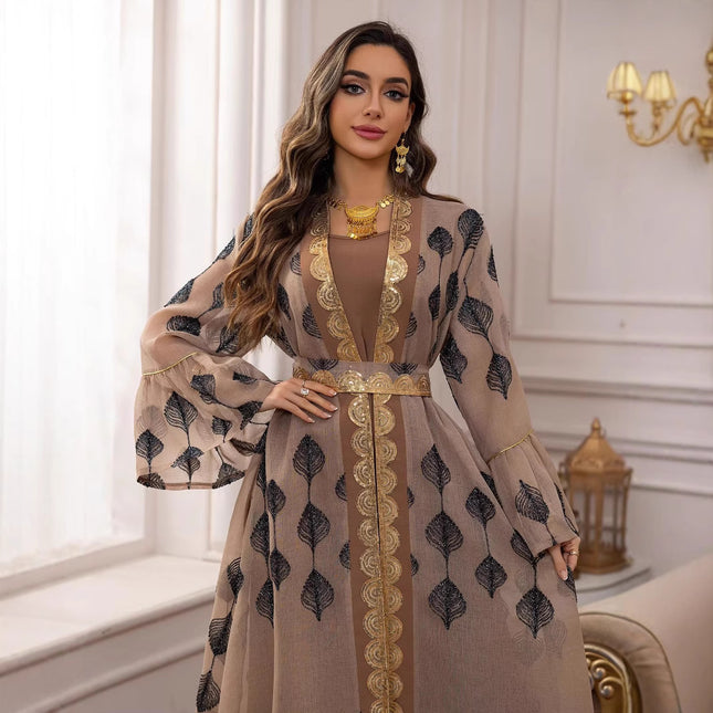 Middle East Arab Dubai Robe Mesh Embroidery Dress