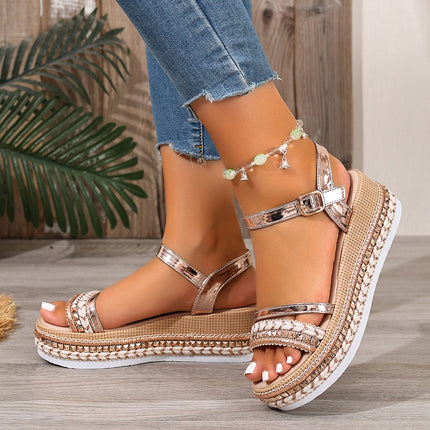 Women's Wedge Sandals New Round Head Leisure Woven